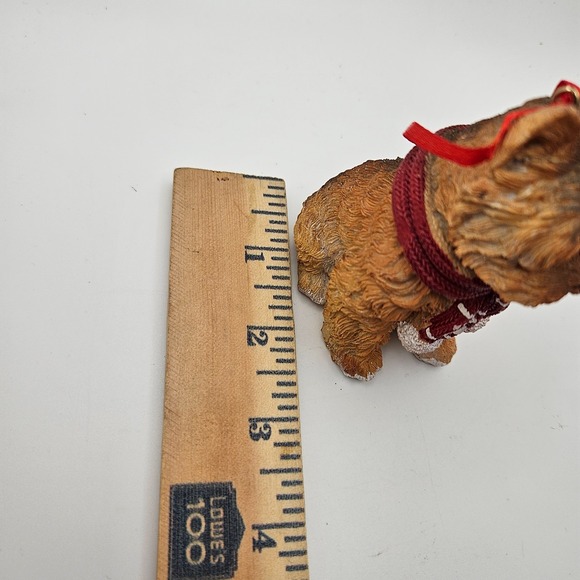 Yorkshire Terrier Dog Christmas Ornament Figurine w/ Scarf Resin Holiday Decor - Picture 7 of 7